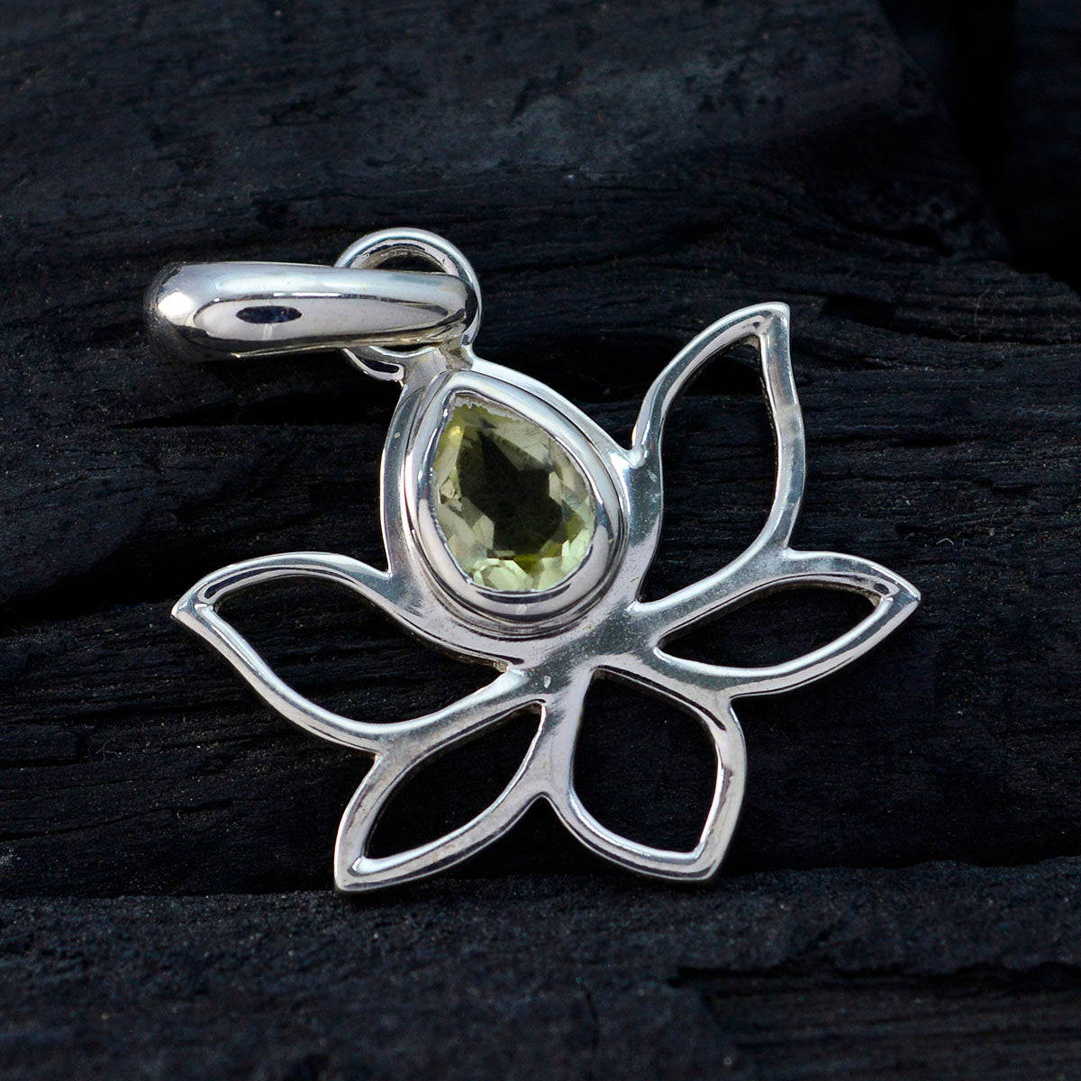 Lemon Quartz Elegant Korean Silver Solitaire Li Lee Rope-Wire Yellow Pendant Jewelry