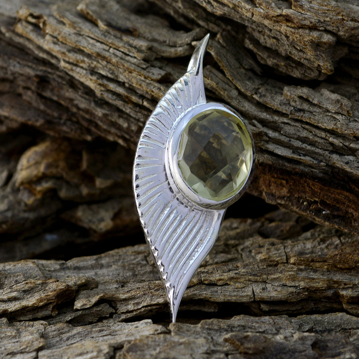 Citroenkwarts, sierlijke Italiaanse sterling zilveren solitaire, Laura, trendy gele hanger, sieraden Secundaire afbeelding