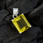 Lemon Quartz Slim Spanish Sterling Silver Solitaire Nova Modern Yellow Pendant Jewellery