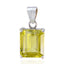 Lemon Quartz Slim Spanish Sterling Silver Solitaire Yellow Pendant