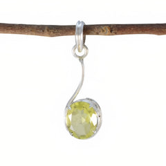 Lemon Quartz Elegant Japanese 925 Silver Solitaire Yellow Pendant