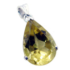 Lemon Quartz Statement German Silver Solitaire Yellow Pendant