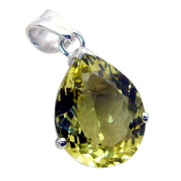 Lemon Quartz Statement German Silver Solitaire Victoria Bubble Yellow Pendant Jewelry
