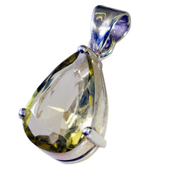 レモンクォーツステートメントジャーマンシルバーソリティアビクトリアバブルイエローペンダントジュエリー