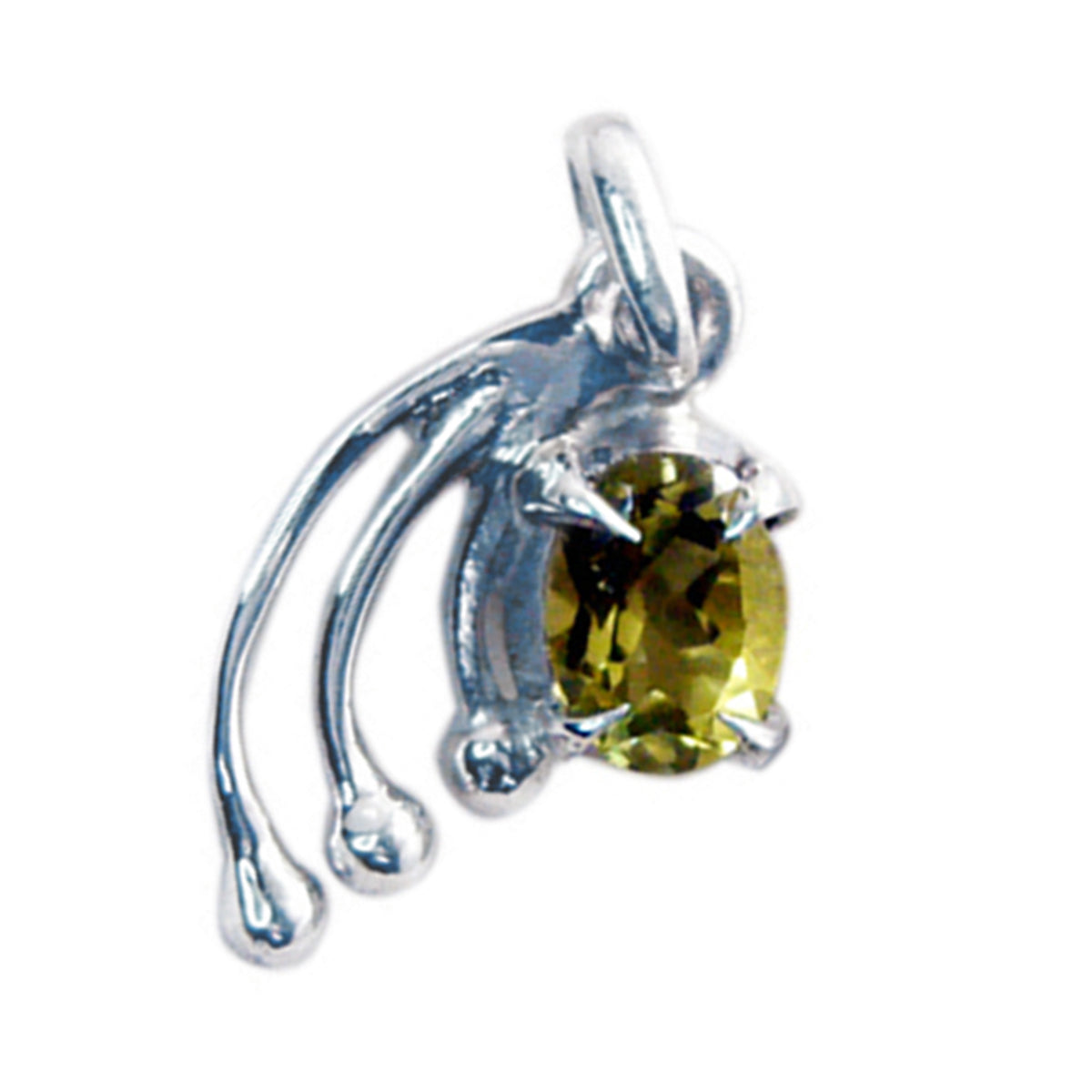 Lemon Quartz Whisper-thin French Silver Solitaire Yellow Pendant Immagine principale del prodotto