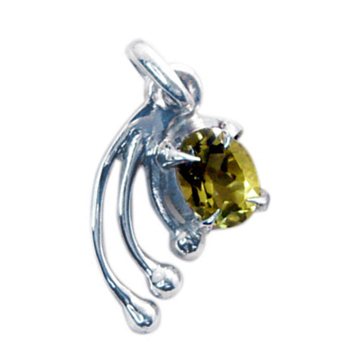 Lemon Quartz Whisper-thin French Silver Solitaire Agnes Engagement Yellow Pendant Jewelry