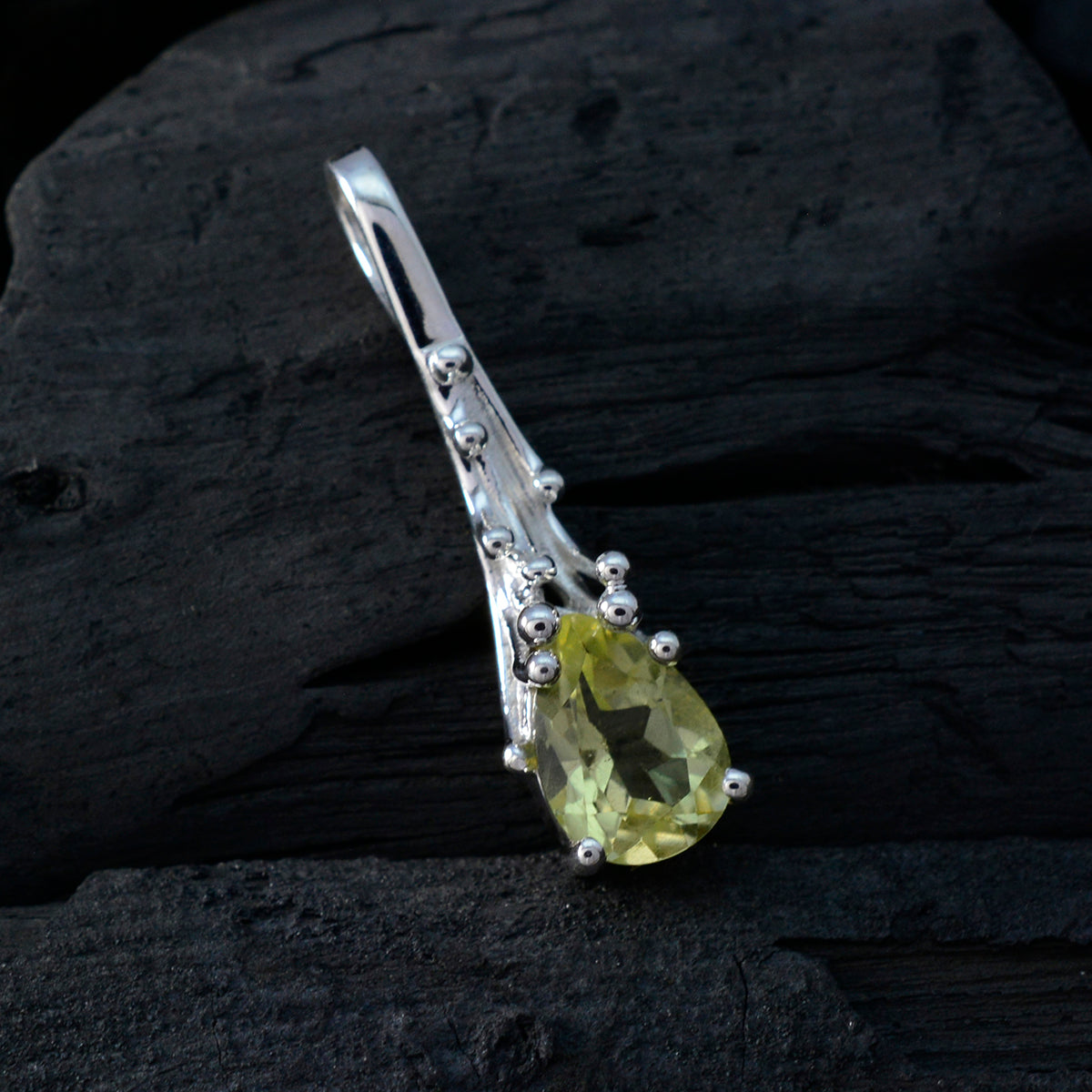 Lemon Quartz Delicate Italian Sterling Silver Solitaire Antonia Glamorous Yellow Pendant Jewellery