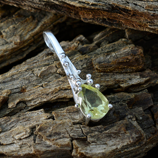 Lemon Quartz Delicate Italian Sterling Silver Solitaire Antonia Glamorous Yellow Pendant Jewellery