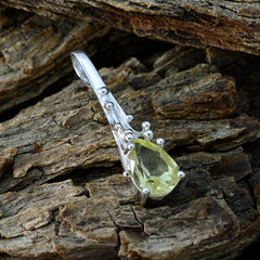 Zitronenquarz Zarter italienischer Sterling Silber Solitär Antonia Glamouröser gelber Anhänger Schmuck