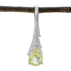 Lemon Quartz Delicate Italian Sterling Silver Solitaire Yellow Pendant