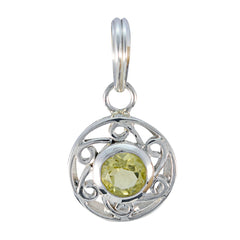 Lemon Quartz Tiny German Sterling Silver Solitaire Yellow Pendant