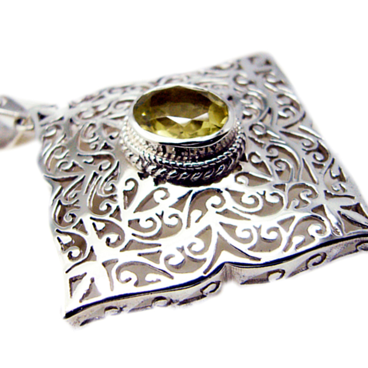 Citronkvarts Chunky italiensk 92.5 Silver Solitaire Alejandra Geometrisk Gul Hängsmycke Huvudsaklig produktbild