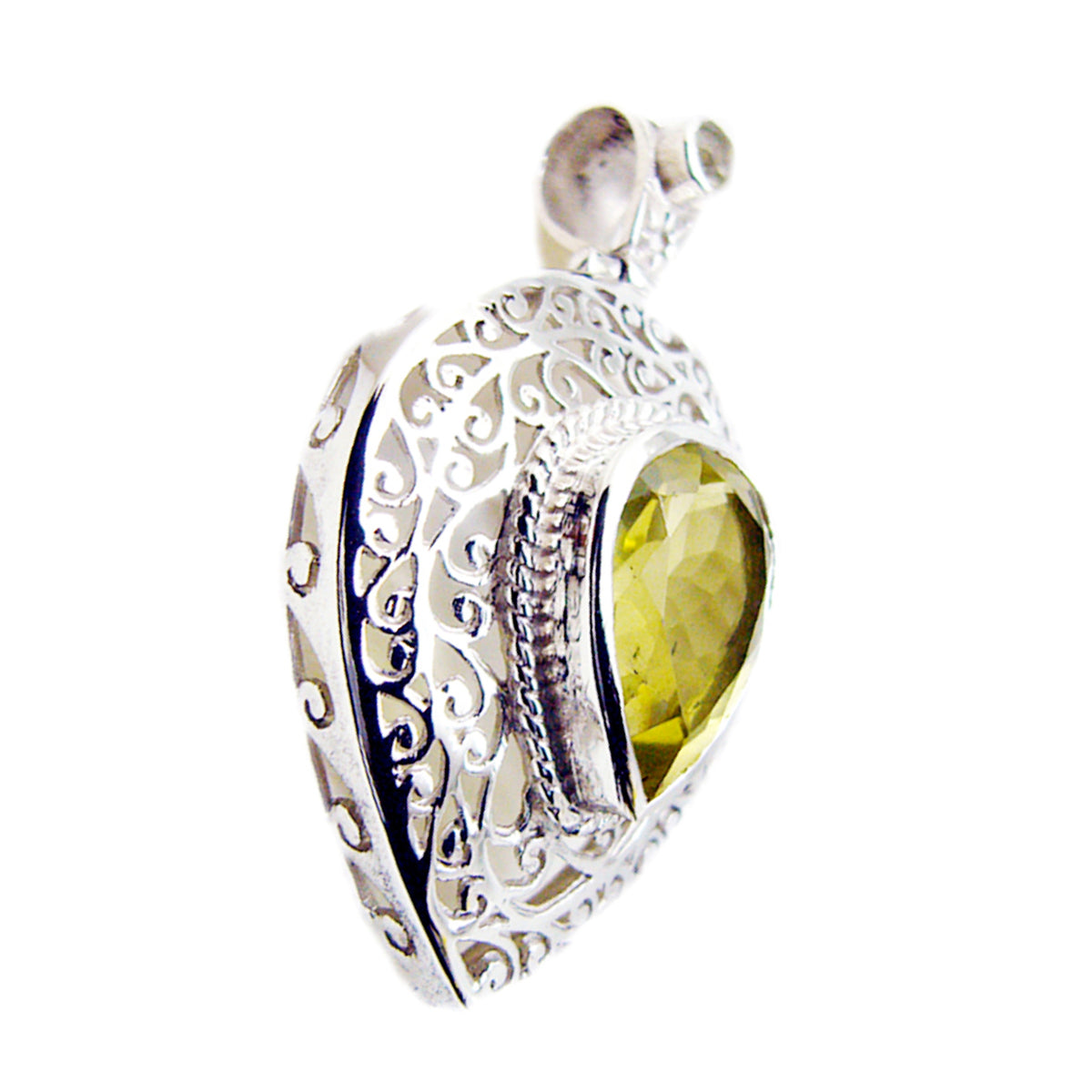 Lemon Quartz Statement Italian 92.5 Silver Solitaire Camila Victorian Yellow Pendant Jewellery