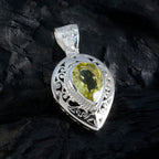 Lemon Quartz Statement French Sterling Silver Solitaire Carolina Vintage Yellow Pendant Jewellery