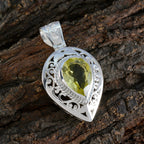 Lemon Quartz Statement French Sterling Silver Solitaire Carolina Vintage Yellow Pendant Jewellery