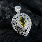 Lemon Quartz Statement French Sterling Silver Solitaire Alice Filigree Yellow Pendant Jewellery