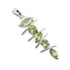 Lemon Quartz Slim American 92.5 Silver Penta Yellow Pendant