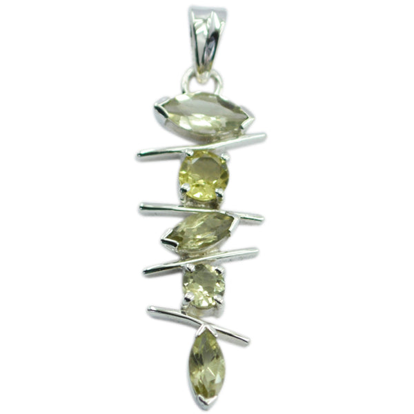Lemon Quartz Slim American 92.5 Silver Penta Carolina Eternity Yellow Pendant Jewellery