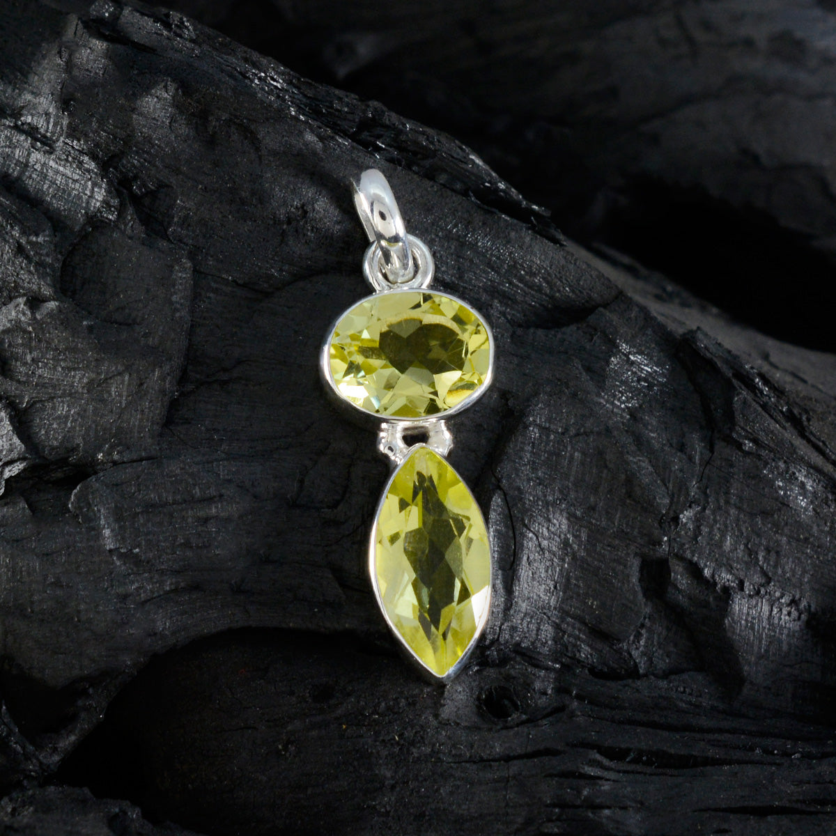 Lemon Quartz Whisper-thin Moroccan 925 Silver Toi et Moi Giulia Contemporary Yellow Pendant Jewelry