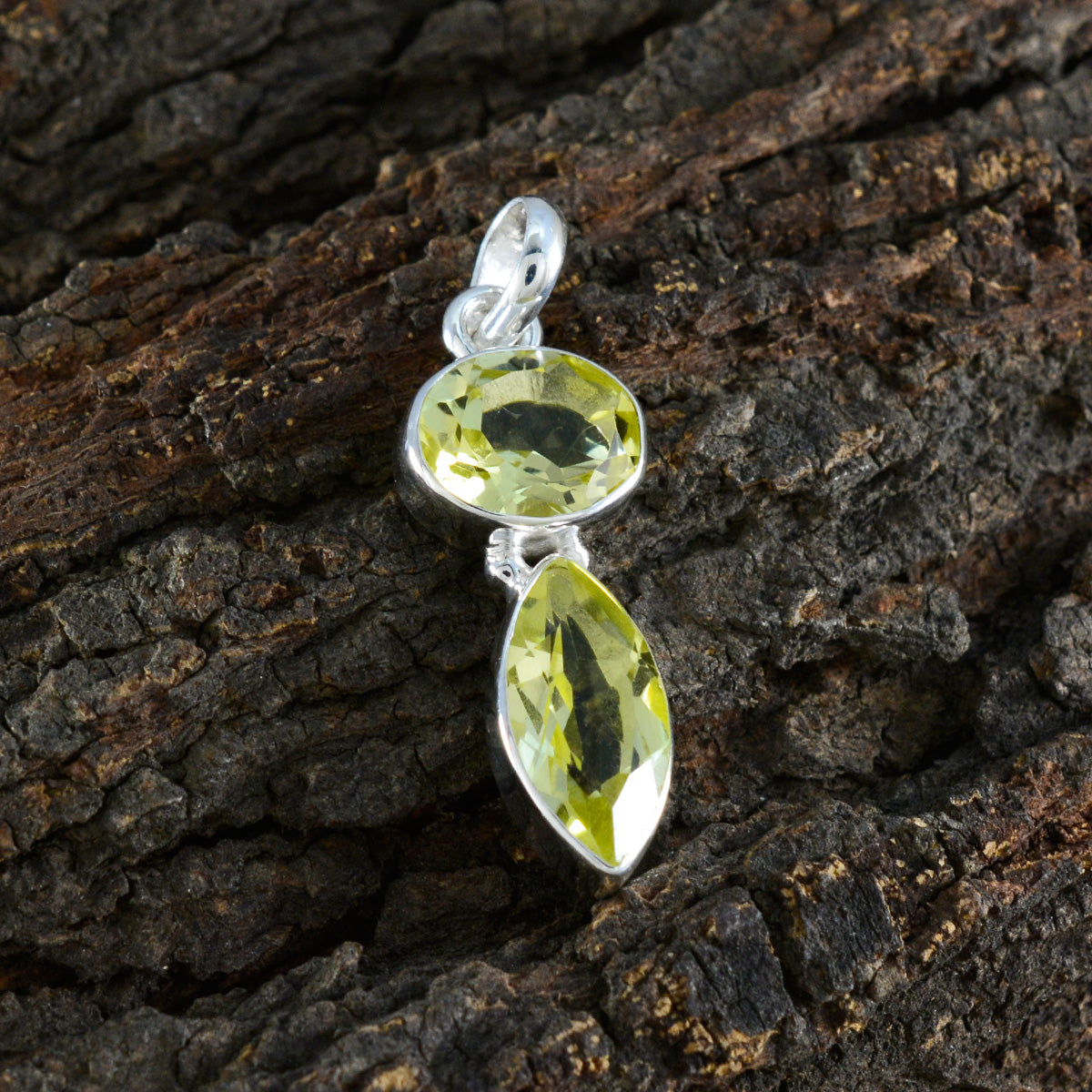 Citroenkwarts Fluisterdunne Marokkaanse 925 Zilveren Toi et Moi Giulia Hedendaagse Gele Hanger Sieraden Secundaire afbeelding