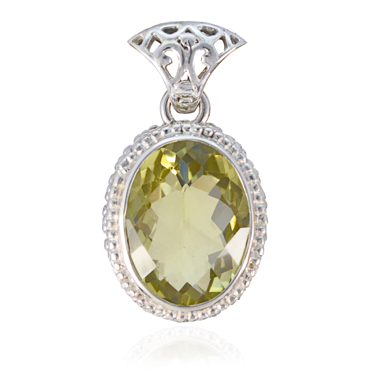 Lemon Quartz Chunky Moroccan Silver Solitaire Yellow Pendant