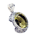 Lemon Quartz Chunky Mexican 92.5 Silver Solitaire Penelope Rope-Wire Yellow Pendant Jewellery