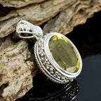 Lemon Quartz Chunky American 92.5 Silver Solitaire Agnes Artisan Yellow Pendant Jewellery