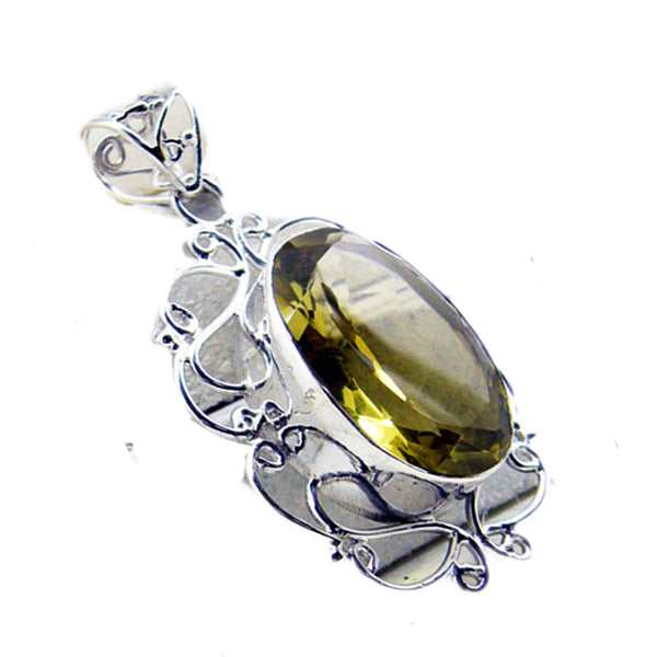 Lemon Quartz Chunky Russian Sterling Silver Solitaire Sarah Rope-Wire Yellow Pendant Jewellery