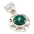 Malachite Featherlight Russian 925 Silver Solitaire Lorena Rope-Wire Green Pendant Jewelry
