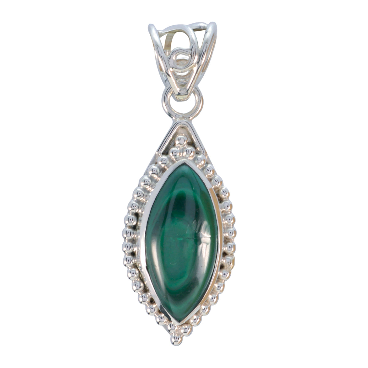 Malachite Eye-catching American 92.5 Silver Solitaire Green Pendant