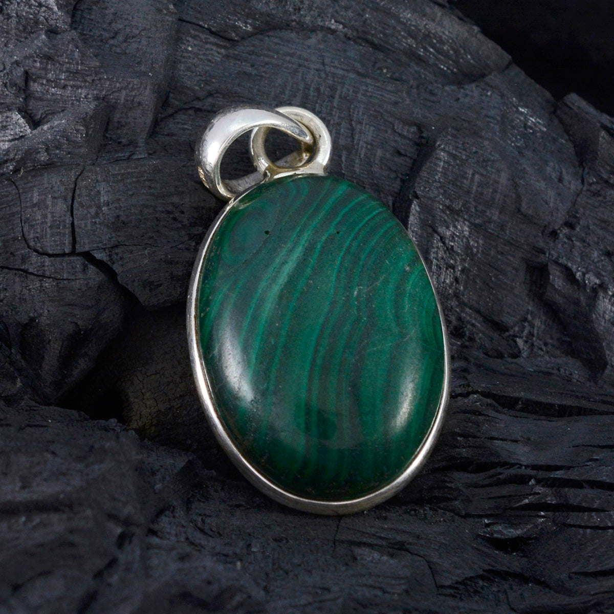 Malachite Featherlight Latin American 925 Silver Solitaire Sophia Feminine Green Pendant Jewelry