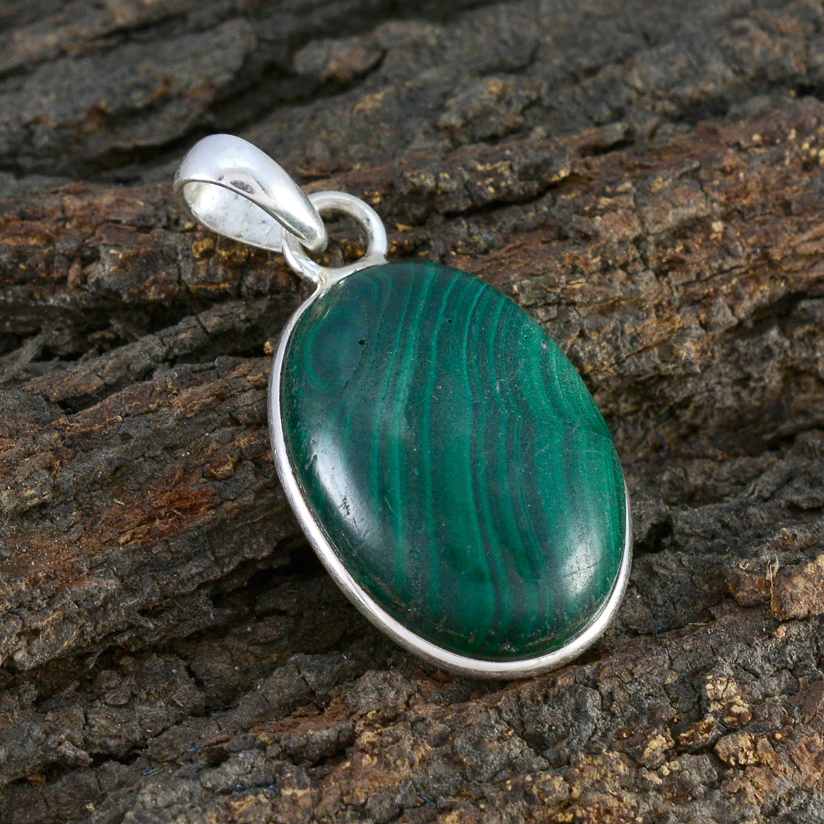 Malachiet Featherlight Latijns-Amerikaans 925 Zilveren Solitaire Sophia Vrouwelijke Groene Hanger Sieraden Secundaire afbeelding