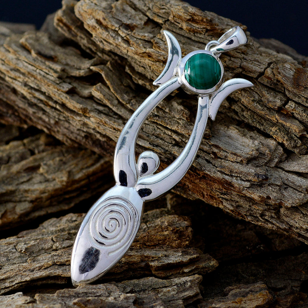 Malachite Tiny Italian 925 Silver Solitaire Emma wedding Green Pendant Jewelry