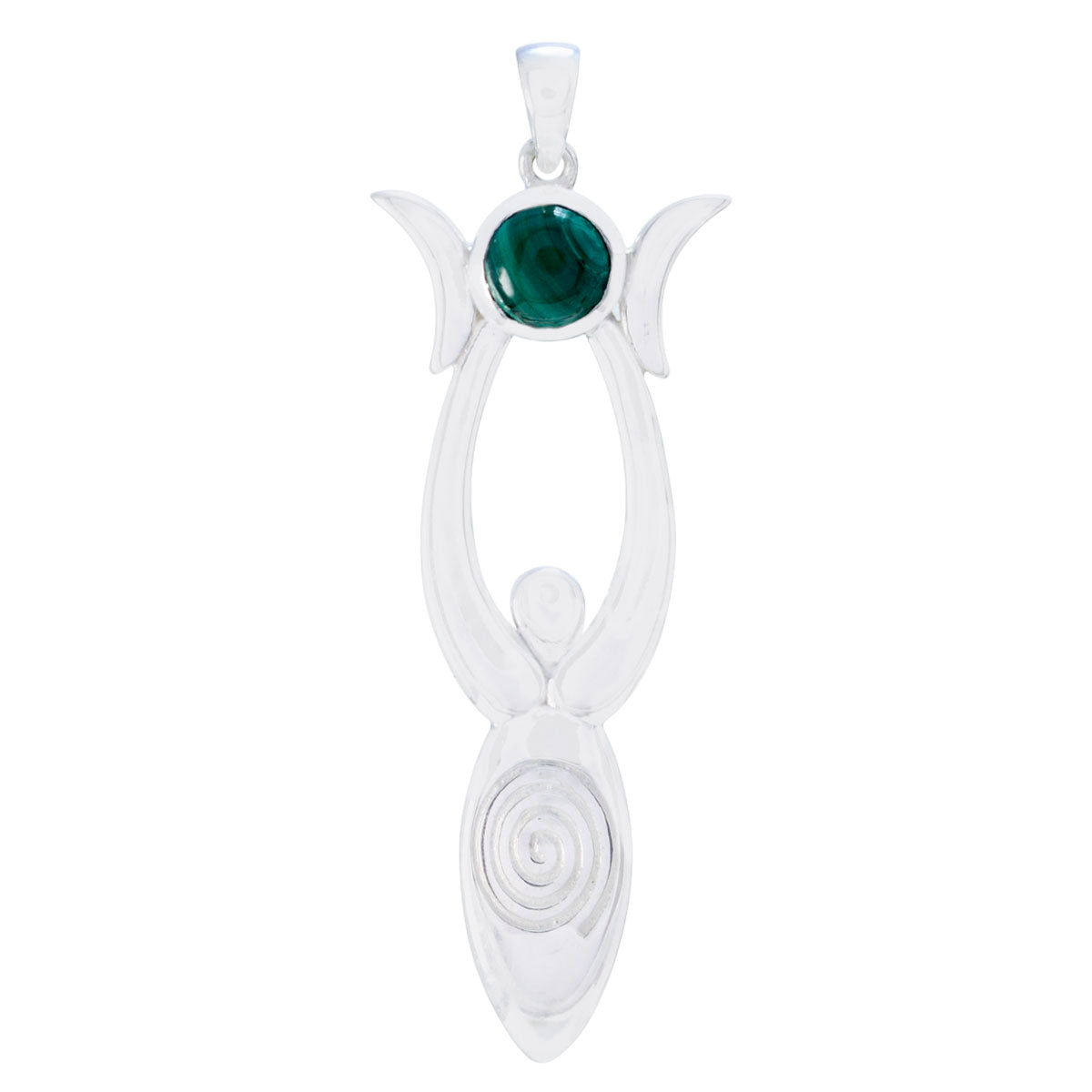 Malachite Tiny Italian 925 Silver Solitaire Green Pendant