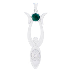 Malachite Tiny Italian 925 Silver Solitaire Green Pendant