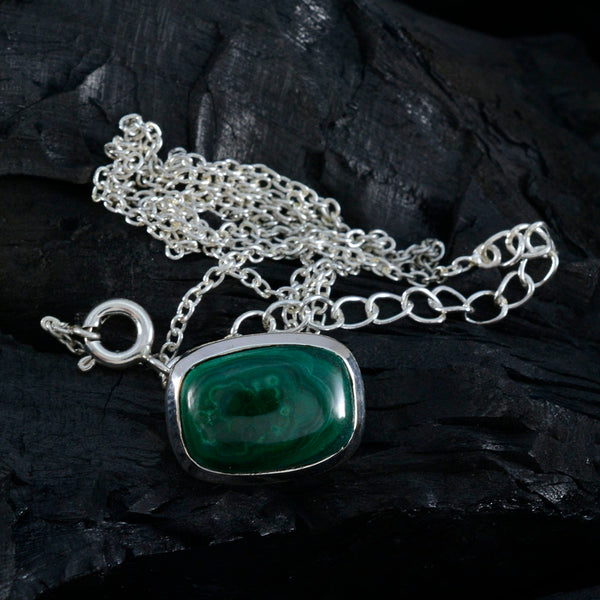 Malachite Classic Italian Sterling Silver Solitaire Aisha Sophisticated Green Pendant Jewellery