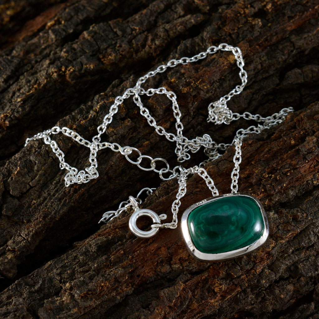 Malachite Classic Italian Sterling Silver Solitaire Aisha Sophisticated Green Pendant Jewellery