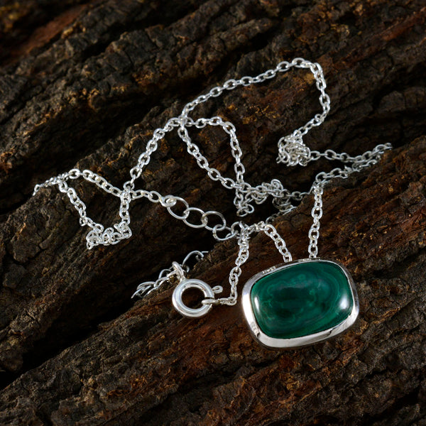 Malachite Classic Italian Sterling Silver Solitaire Aisha Sophisticated Green Pendant Jewellery