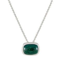 Malachite Classic Italian Sterling Silver Solitaire Green Pendant