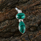 Malachite Whisper-thin Egyptian 92.5 Silver Toi et Moi Grace Abstract Green Pendant Jewellery