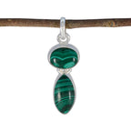 Malachite Whisper-thin Egyptian 92.5 Silver Toi et Moi Green Pendant