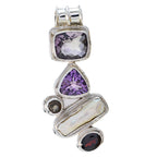 Mother of Pearl Chunky American Sterling Silver multiple White Pendant