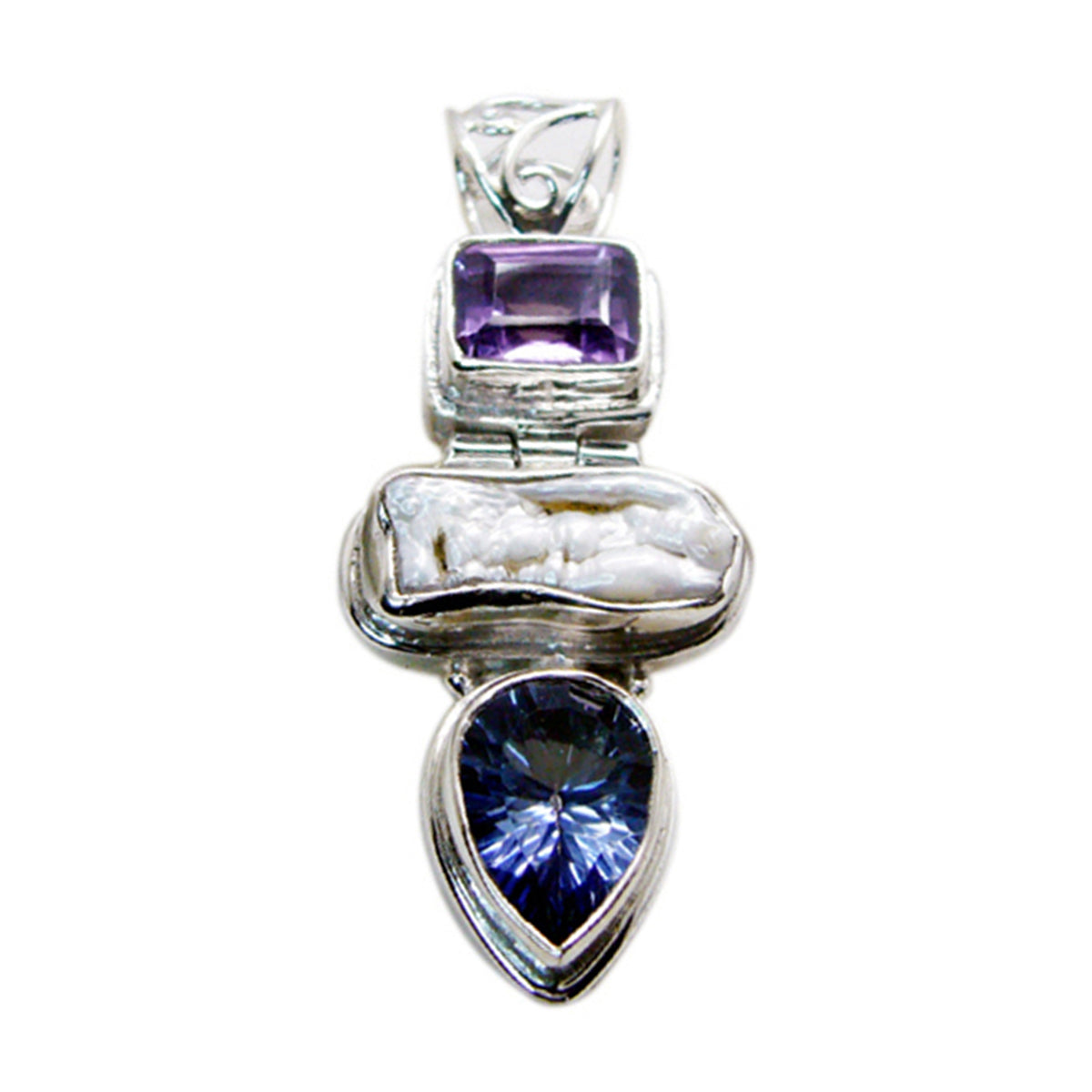 Mother of Pearl Chunky Latin American 92.5 Silver Trilogy White Pendant Immagine principale del prodotto