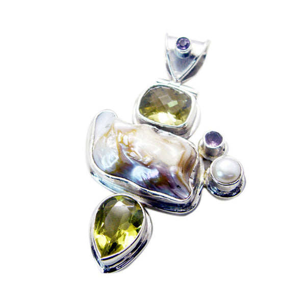 Mother of Pearl Chunky Russian Silver multiple Charlotte Boho White Pendant Jewelry