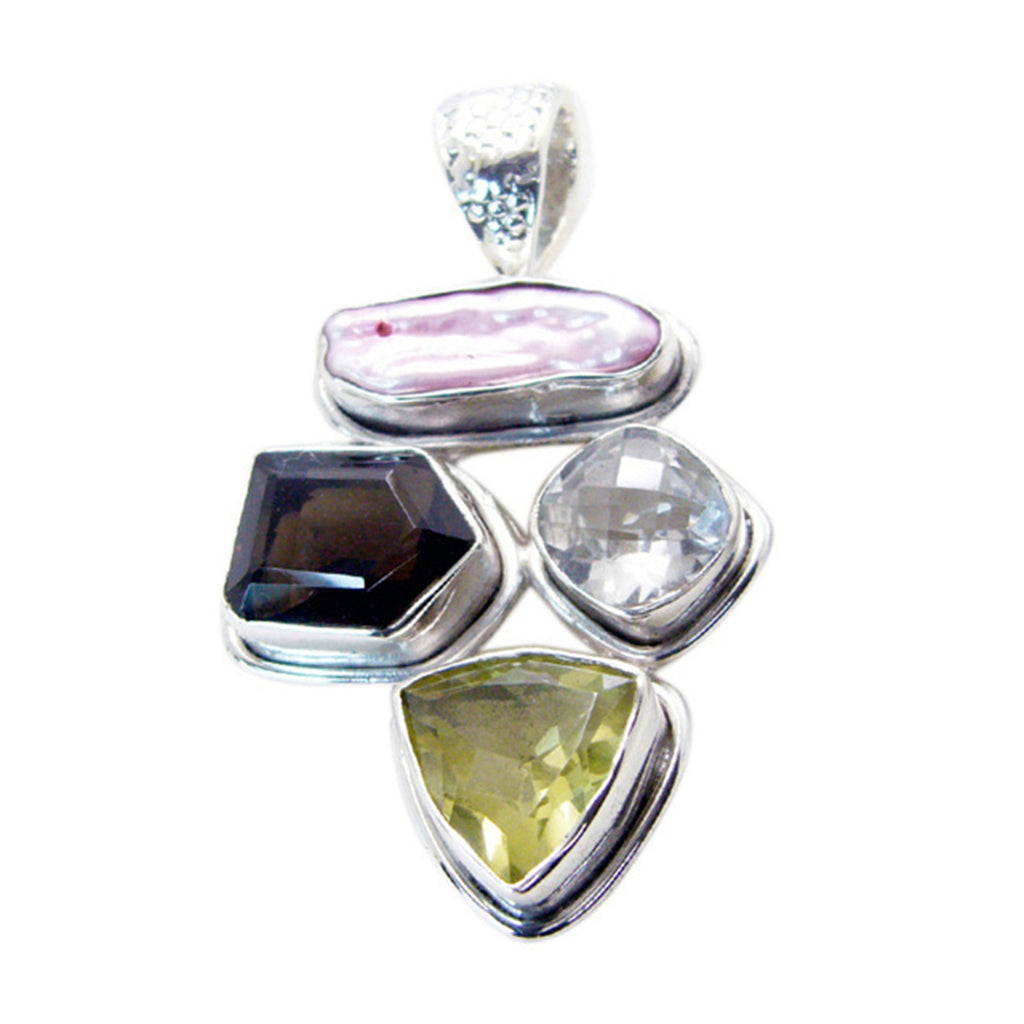 Mother of Pearl Chunky Egyptian 925 Silver quarter White Pendant