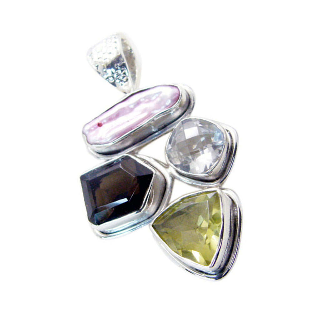 Mother of Pearl Chunky Egyptian 925 Silver quarter Claire Cultural White Pendant Jewelry