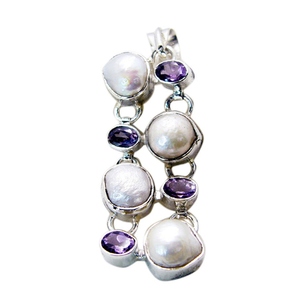 Mother of Pearl Chunky Turkish 92.5 Silver multiple White Pendant