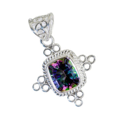 Mystic Quartz Featherlight Latijns-Amerikaanse sterling zilveren solitaire hazelnoot touwdraad veelkleurige hanger sieraden