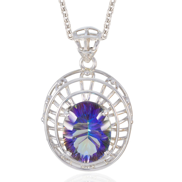 Mystic Quartz Chunky Egyptian 925 Silver Solitaire multicolor Pendant