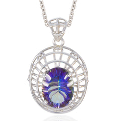 Mystic Quartz Chunky Egyptian 925 Silver Solitaire multicolor Pendant